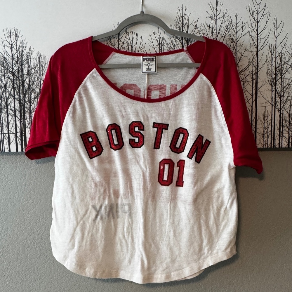 Boston Red Sox First Base Coach Victoria's Secret Tee 5th & Ocean Size S